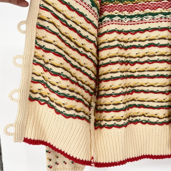The Great. Vintage Ornament Button Down Cardigan in Cream Green and Red Size 0 - Picture 13 of 15